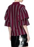 Back View - Click To Enlarge - SELF-PORTRAIT - Frill sleeve lace-up stripe rib knit sweater