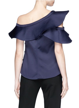 Back View - Click To Enlarge - SELF-PORTRAIT - ASYMMETRIC FRILL ONE-SHOULDER SATIN TOP