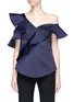 Main View - Click To Enlarge - SELF-PORTRAIT - ASYMMETRIC FRILL ONE-SHOULDER SATIN TOP