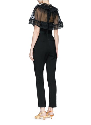Figure View - Click To Enlarge - SELF-PORTRAIT - Chiffon cape overlay cady jumpsuit