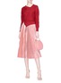 Figure View - Click To Enlarge - CÉDRIC CHARLIER - Pleated reverse high-low midi skirt