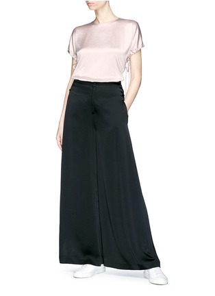 Figure View - Click To Enlarge - CÉDRIC CHARLIER - Tie sleeve satin top