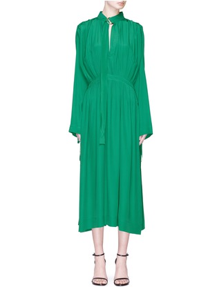 Main View - Click To Enlarge - CÉDRIC CHARLIER - Buckled neck pleated crepe midi dress