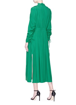 Figure View - Click To Enlarge - CÉDRIC CHARLIER - Buckled neck pleated crepe midi dress