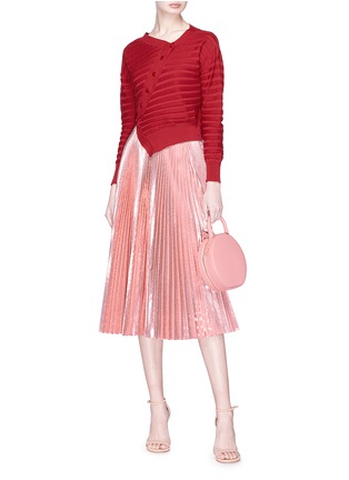 Figure View - Click To Enlarge - CÉDRIC CHARLIER - Asymmetric stripe cropped cardigan