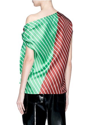 Back View - Click To Enlarge - TIBI - 'Delphina' knot one-shoulder stripe silk twill top