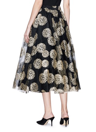 Back View - Click To Enlarge - CO - Glitter floral print mesh midi skirt