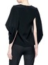 Back View - Click To Enlarge - CO - Peaked cutout drape sleeve crepe top