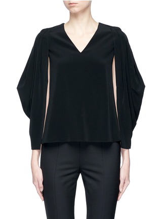 Main View - Click To Enlarge - CO - Peaked cutout drape sleeve crepe top