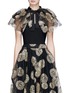 Main View - Click To Enlarge - CO - Glitter floral print tiered mesh cape