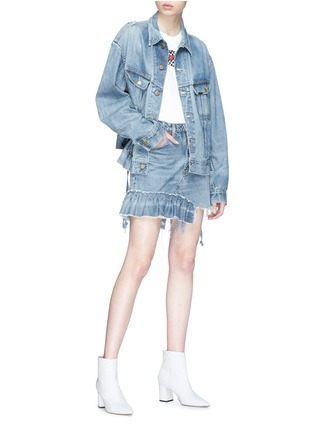Figure View - Click To Enlarge - ICONS - Reconstructed asymmetric peplum denim skirt
