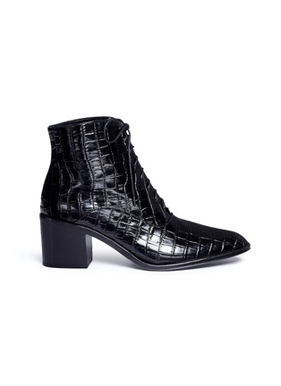 Main View - Click To Enlarge - ALUMNAE - 'Garconne' croc embossed leather ankle boots