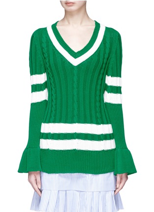Main View - Click To Enlarge - MAGGIE MARILYN - 'Go the Distance' stripe mix knit sweater
