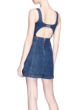 Back View - Click To Enlarge - 74017 - Cutout back denim dress