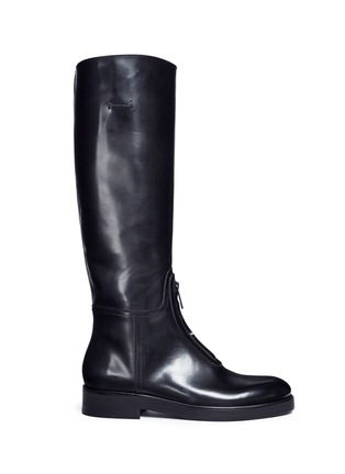 Main View - Click To Enlarge - ALUMNAE - Zip front knee high leather riding boots