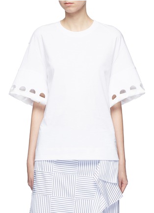 Main View - Click To Enlarge - VICTORIA, VICTORIA BECKHAM - Ribbon whipstitch wide sleeve T-shirt