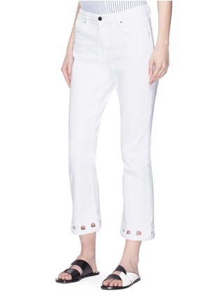 Front View - Click To Enlarge - VICTORIA, VICTORIA BECKHAM - Eyelet cuff cropped flared jeans
