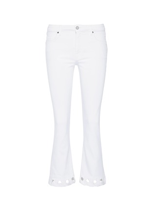Main View - Click To Enlarge - VICTORIA, VICTORIA BECKHAM - Eyelet cuff cropped flared jeans