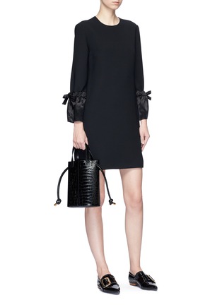Figure View - Click To Enlarge - VICTORIA, VICTORIA BECKHAM - Tie satin cuff suiting dress