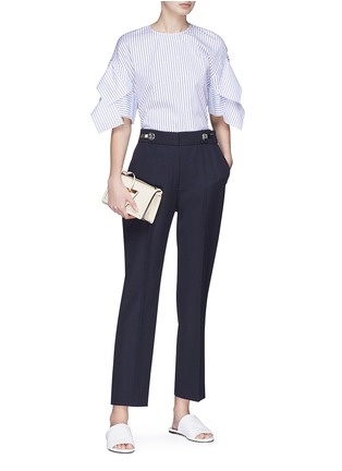 Figure View - Click To Enlarge - VICTORIA, VICTORIA BECKHAM - Hook-and-eye waist cropped wool twill pants