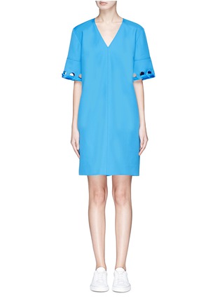 Main View - Click To Enlarge - VICTORIA, VICTORIA BECKHAM - Ribbon whipstitch wool twill dress