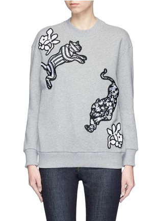 Main View - Click To Enlarge - VICTORIA, VICTORIA BECKHAM - Tiger and floral patch sweatshirt