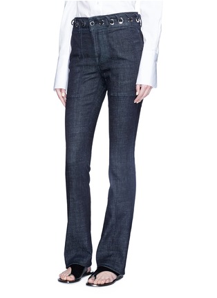 Front View - Click To Enlarge - VICTORIA, VICTORIA BECKHAM - Whipstitch waistband slim flared jeans
