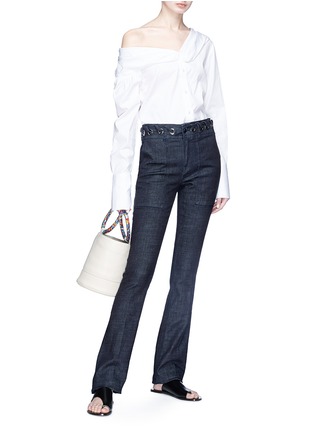 Figure View - Click To Enlarge - VICTORIA, VICTORIA BECKHAM - Whipstitch waistband slim flared jeans