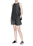 Figure View - Click To Enlarge - VICTORIA, VICTORIA BECKHAM - Line jacquard pleated back sleeveless top