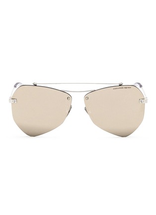 Main View - Click To Enlarge - ALEXANDER MCQUEEN - 'Piercing' metal angular mirror sunglasses