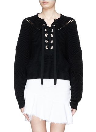 Main View - Click To Enlarge - ISABEL MARANT - 'Laley' lace-up cropped sweater