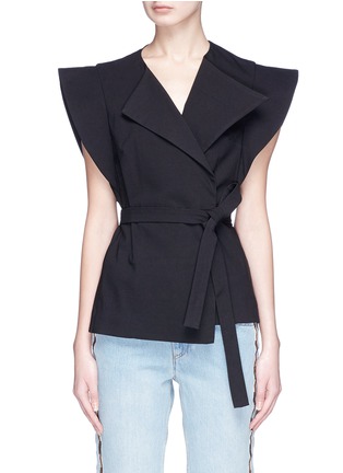 Main View - Click To Enlarge - ISABEL MARANT - 'Logan' peaked cap sleeve belted top