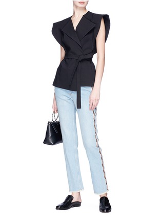 Figure View - Click To Enlarge - ISABEL MARANT - 'Logan' peaked cap sleeve belted top