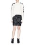 Figure View - Click To Enlarge - ISABEL MARANT - 'Laytonn' origami intarsia sleeve grid knit sweater