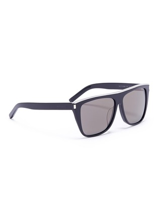 Figure View - Click To Enlarge - SAINT LAURENT - Metal brow bar acetate D-frame sunglasses