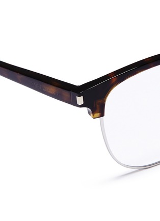 Detail View - Click To Enlarge - SAINT LAURENT - Metal rim tortoiseshell acetate square optical glasses