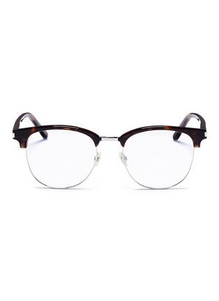 Main View - Click To Enlarge - SAINT LAURENT - Metal rim tortoiseshell acetate square optical glasses