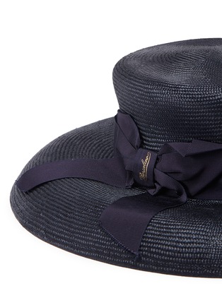Detail View - Click To Enlarge - BORSALINO - 'Audrey' grosgrain bow straw panama hat