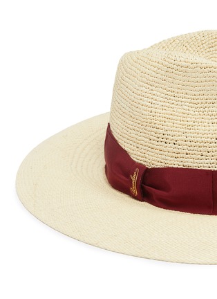 Detail View - Click To Enlarge - BORSALINO - 'Capp' grosgrain bow crochet crown straw panama hat