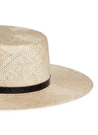 Detail View - Click To Enlarge - JANESSA LEONÉ - 'Mason' leather band boater straw hat