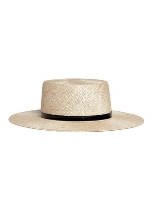 Main View - Click To Enlarge - JANESSA LEONÉ - 'Mason' leather band boater straw hat