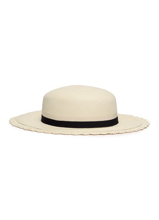 Main View - Click To Enlarge - MAISON MICHEL - 'Rod' scalloped crochet brim straw canotier hat
