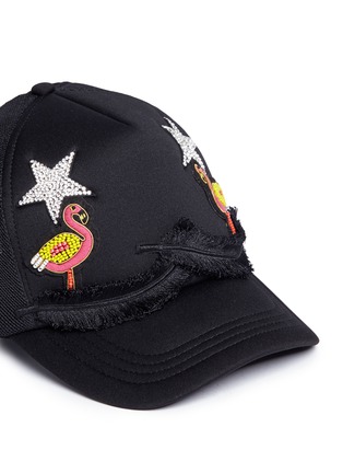 Detail View - Click To Enlarge - VENNA - Strass star flamingo patch mesh baseball cap