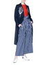 Figure View - Click To Enlarge - MUVEIL - Floral embroidered satin back knit kimono