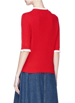 Back View - Click To Enlarge - MUVEIL - Cherry embellished rib knit sweater