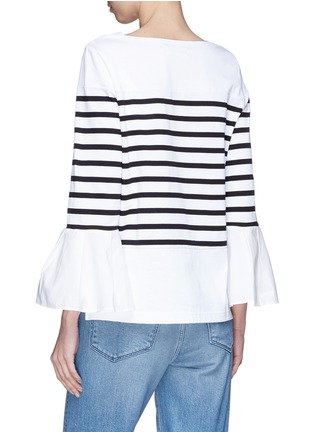 Back View - Click To Enlarge - MUVEIL - Bell sleeve stripe top