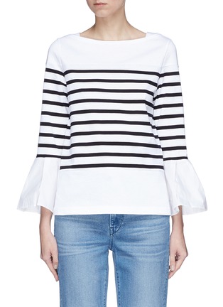 Main View - Click To Enlarge - MUVEIL - Bell sleeve stripe top