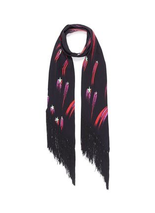 Main View - Click To Enlarge - ROCKINS - 'Shooting Stars' print fringe classic skinny silk scarf