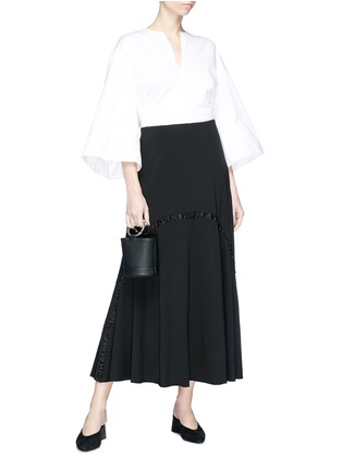 Figure View - Click To Enlarge - THE ROW - 'Hanibi' ruched satin trim crepe maxi skirt