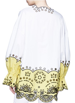 Back View - Click To Enlarge - EMILIO PUCCI - Colourblock broderie anglaise border oversized poplin blouse